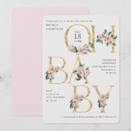 Trendy Oh Baby Magnolia Lila Blush Baby Dusche Einladung