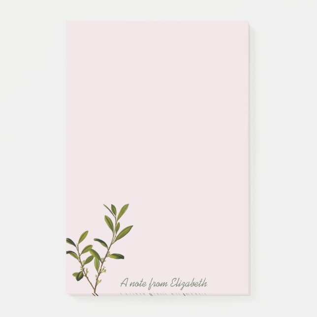Trendy Olive Branch - Personalisiert Post-it Klebezettel (Vorderseite)