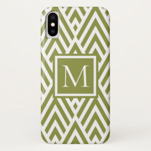 Trendy Olive Green Monogram Diamond Muster Case-Mate iPhone Hülle