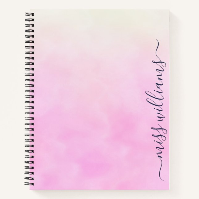Trendy Ombre Calligraphy Monogram Journal Notizbuch (Vorderseite)