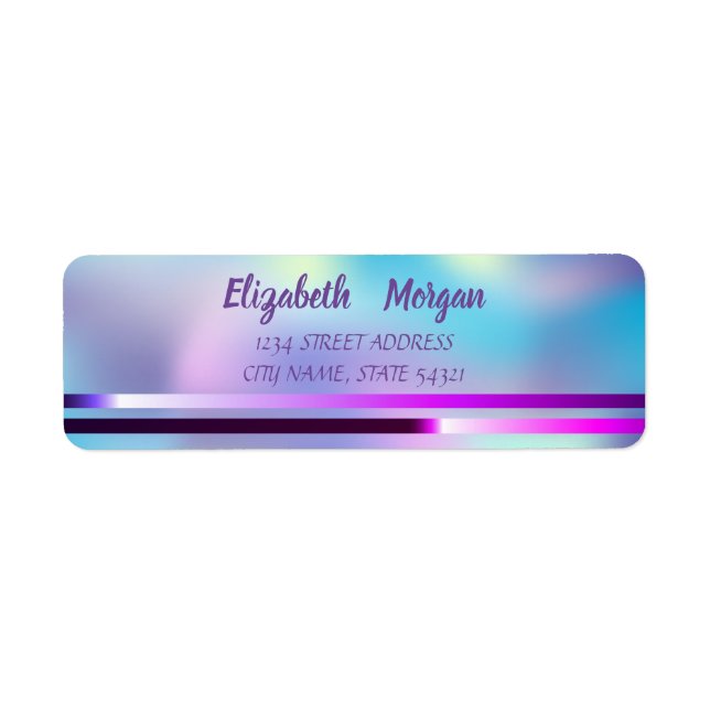 Trendy Ombre Holographic, Stripes Address Label (Vorne)
