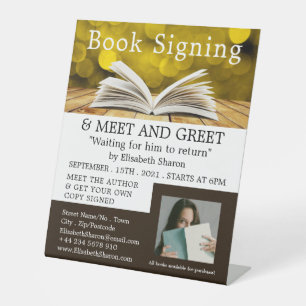Trendy Open Book, Writers Book Signing Advertising Sockelschild