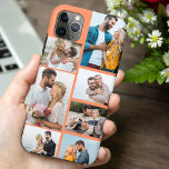 Trendy Orange 7 Foto Collage Case-Mate iPhone Hülle<br><div class="desc">Maßgeschneiderte iPhone-Gehäuse mit Multi-Foto-Collage und trendigem orangefarbenem Hintergrund. Die Fotovorlage ist für Sie bereit, Ihre Bilder im Uhrzeigersinn von oben nach rechts hinzuzufügen. Das Set ist für Sie bereit. Die Collage aus dem Foto verwendet Landschafts- und Porträtformate, um Ihnen eine Vielzahl von Optionen zu bieten, um Ihre Lieblingspics in den...</div>