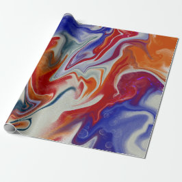 Trendy Orange Blue Marmordesign Geschenkpapier