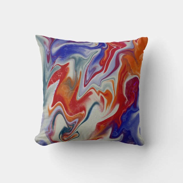 Trendy Orange Blue Marmordesign Kissen (Vorderseite)
