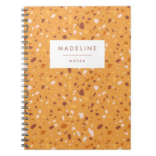 Trendy Orange & Brown Terrazzo Notizblock