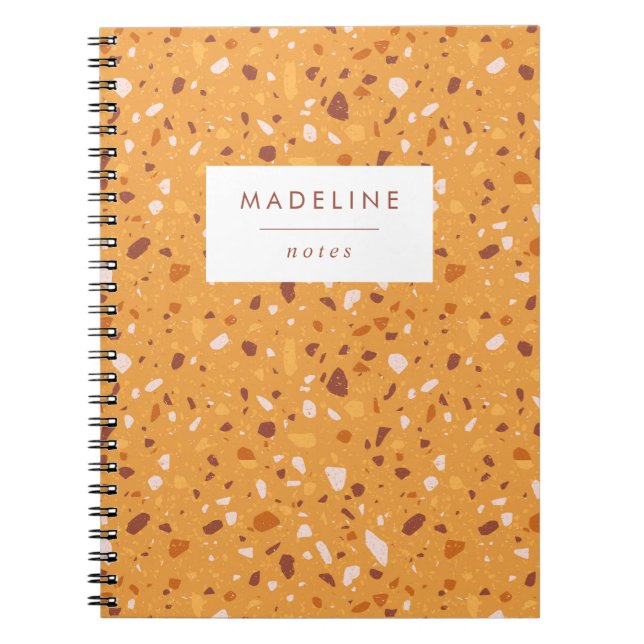 Trendy Orange & Brown Terrazzo Notizblock (Vorderseite)
