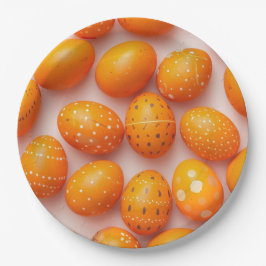 Trendy Orange Easter Eggs Pattern Paper Pappteller