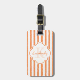 Trendy Orange Painted Stripes Monogramm und Name Gepäckanhänger