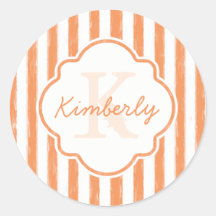 Trendy Orange Painted Stripes Monogramm und Name