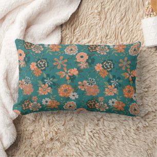 Trendy Orange Pattern Blume Lendenkissen