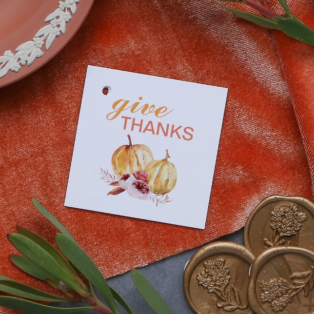 Trendy Orange & Red Give Danke & Pumpkin Geschenkanhänger (Von Creator hochgeladen)