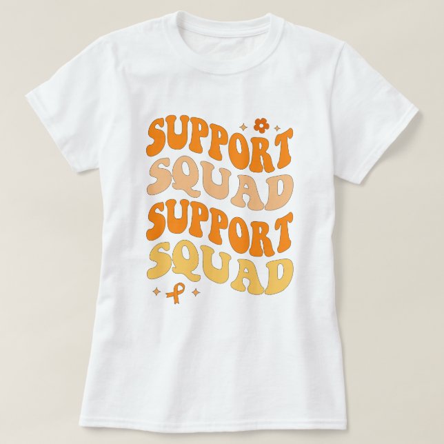 Trendy Orange Ribbon Support Squad Leukämie T-Shirt (Design vorne)