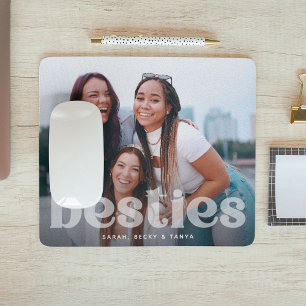 Trendy Overlay Bestie Typografie-Foto Mousepad