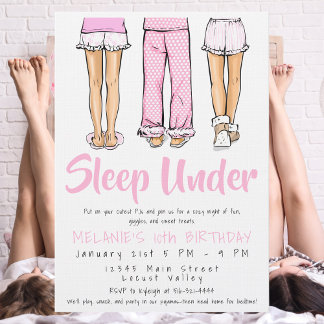 Trendy Pajama Sleep Under | Girls Tween PJ Party Einladung