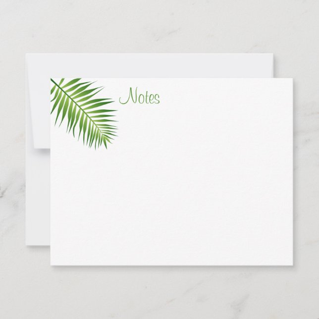 Trendy Palm Blätter Hand Script Template Nature Mitteilungskarte (Vorderseite)