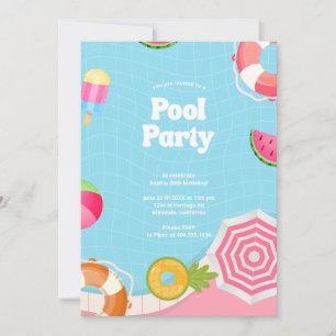 Trendy Palm Springs Pool Party Geburtstag Einladung