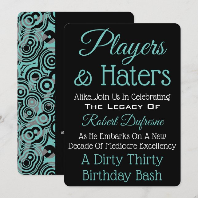 Trendy Party Einladung "Players & Haters" (Vorne/Hinten)