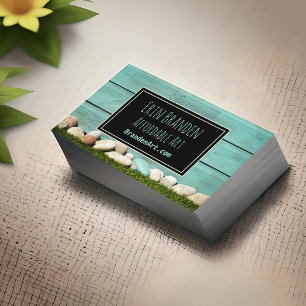 Trendy Pastel Aquamarin Aqua Rocks & Holz Künstler Visitenkarte