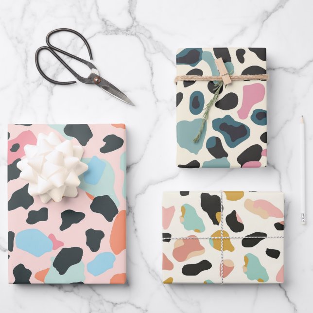 Trendy Pastel Leopard Spots Geschenkpapier Set (Vorderseite)