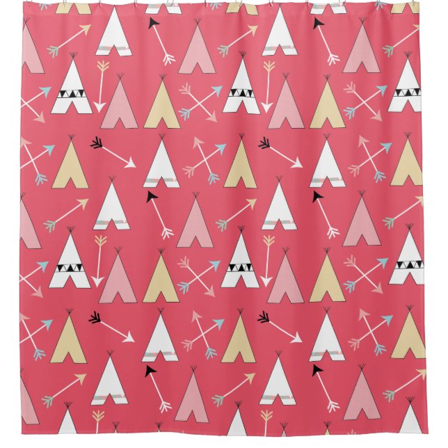 Trendy Pastel Niedliche Teepees und Pfeile Muster Duschvorhang (Vorderseite)