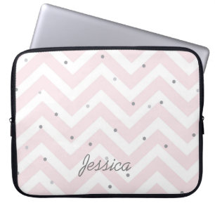 Trendy Pastel Pink Zickzack Dotty Personalisiert Laptopschutzhülle