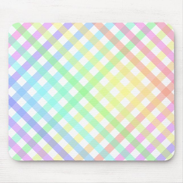 Trendy Pastel Rainbow Kariert Gradient Mousepad (Vorne)