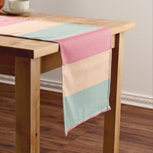Trendy Pastellfarben Pink Peach Aquamarin Streifen Kurzer Tischläufer