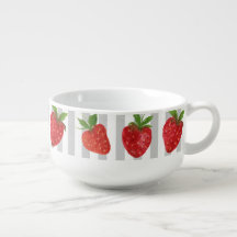 Trendy Pastellstreifen Wasserfarbene Erdbeeren