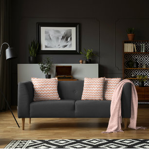 Trendy Peach Burgundy Herringbone Pattern Kissen