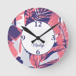 Trendy Peach & Navy Muster 8-in Acrylwand Runde Wanduhr