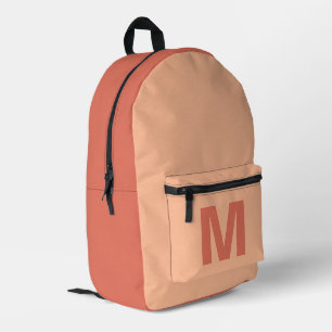 Trendy peach terra cota with Monogram name Bedruckter Rucksack