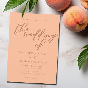 Trendy Peach Typografy Summer Wedding Einladung