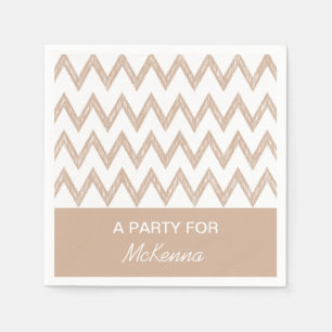 Trendy Pencil Tan Zickzack Zigzags mit Namen Serviette