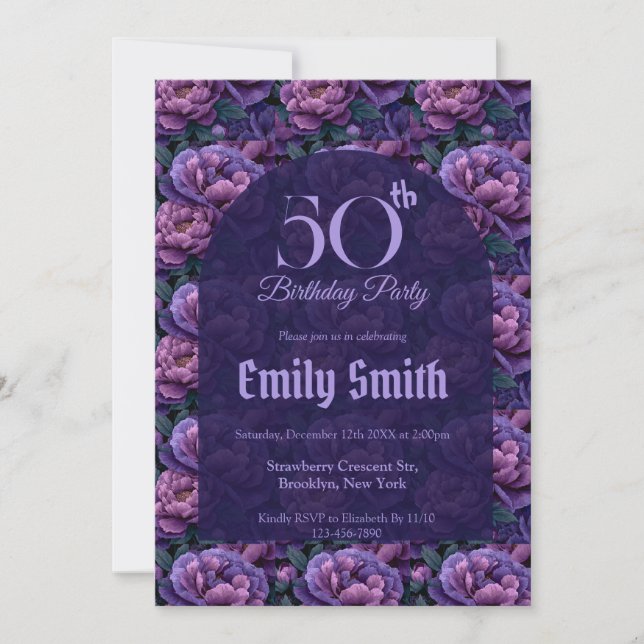 Trendy Peonies Accent Birthday Party Einladung (Vorderseite)