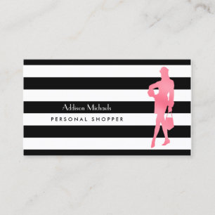 Trendy Personal Shopper Pink Woman Black Stripes Visitenkarte