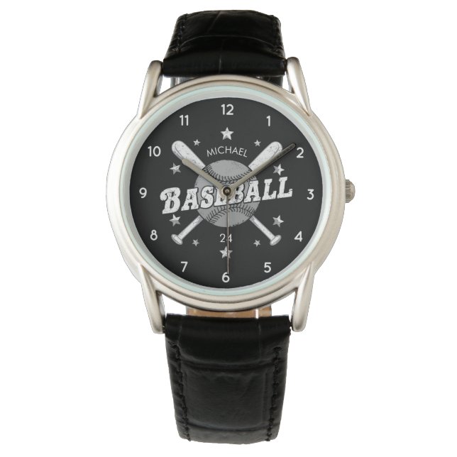 Trendy Personalisiert Baseball Name und Nummer Armbanduhr (Vorderseite)