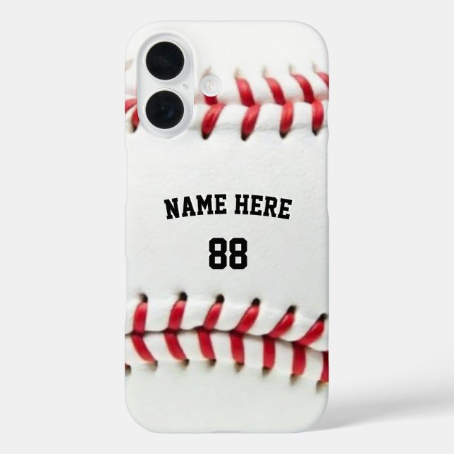 Trendy Personalisiert Baseball Name und Nummer iPhone 16 Hülle (Rückseite)