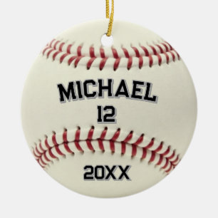 Trendy Personalisiert Baseball Name und Nummer Keramik Ornament