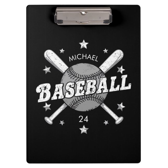 Trendy Personalisiert Baseball Name und Nummer Klemmbrett (Vorderseite)