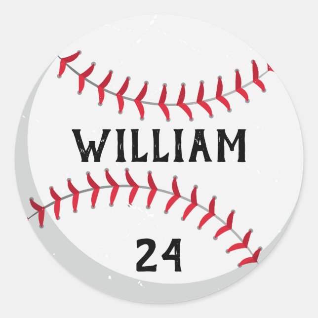 Trendy Personalisiert Baseball Name und Nummer Runder Aufkleber (Vorderseite)