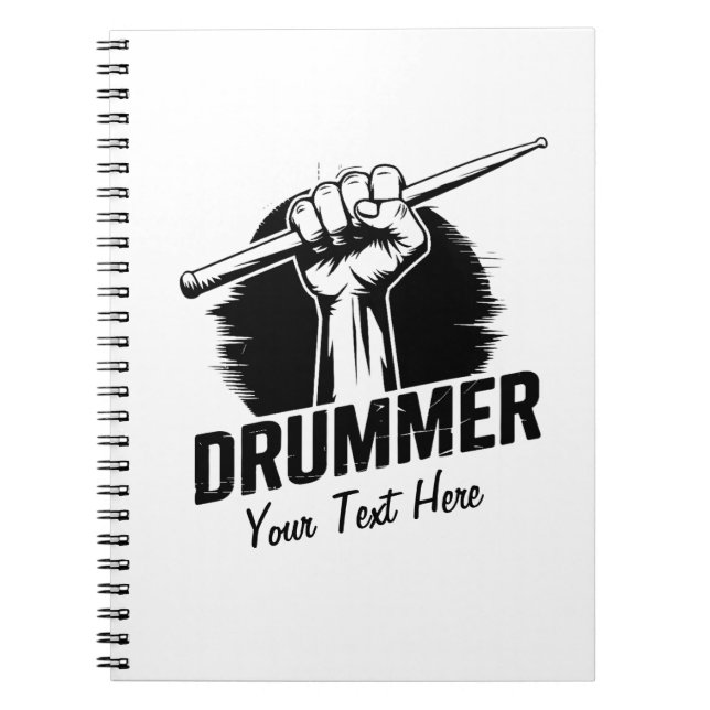 Trendy Personalisiert Drummer Faust mit Drumsticks Notizblock (Vorderseite)