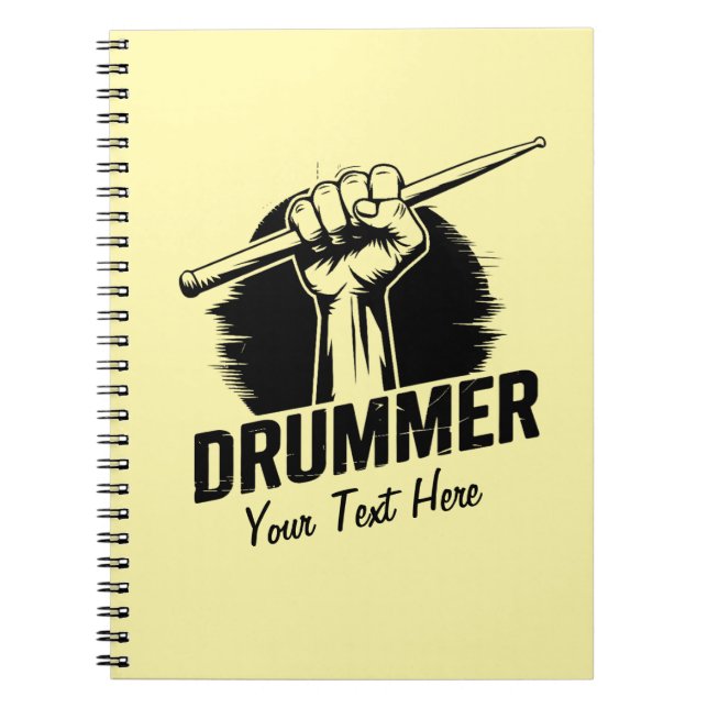 Trendy Personalisiert Drummer Faust mit Drumsticks Notizblock (Vorderseite)