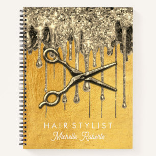 Trendy Personalisiert Gold Glitzer Hairstylis Notizbuch