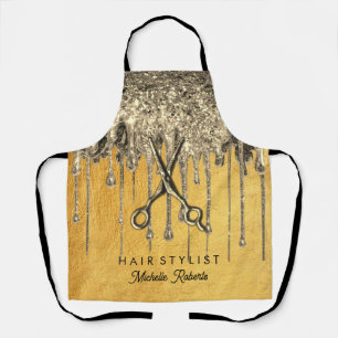 Trendy Personalisiert Gold Glitzer Hairstylis Schürze