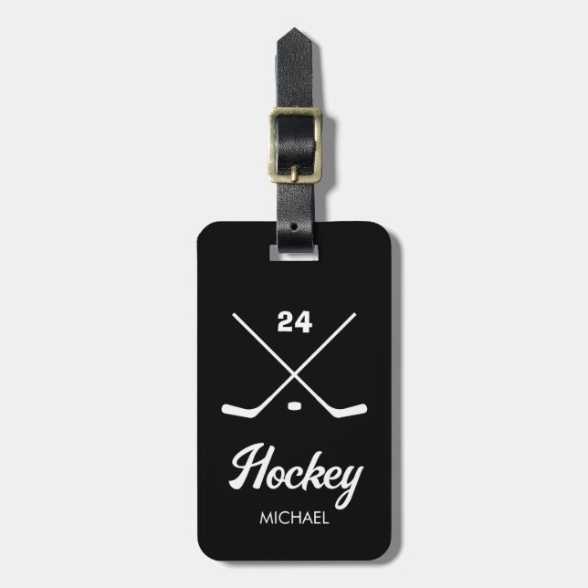 Trendy Personalisiert Hockey Player Name Number Gepäckanhänger (Vorderseite vertikal)