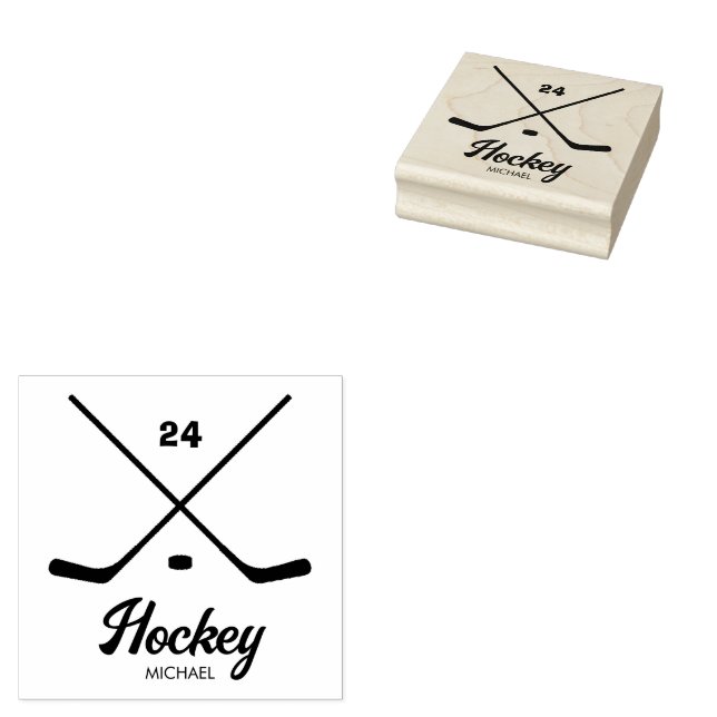 Trendy Personalisiert Hockey Player Name Number Gummistempel (Stempel)