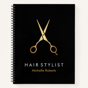Trendy Personalisiert Modern Black Gold Haairstyli Notizbuch