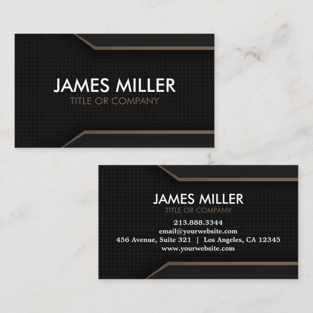 Trendy Personalisiert Moderne Luxus Black Gold Visitenkarte (Vorne/Hinten)