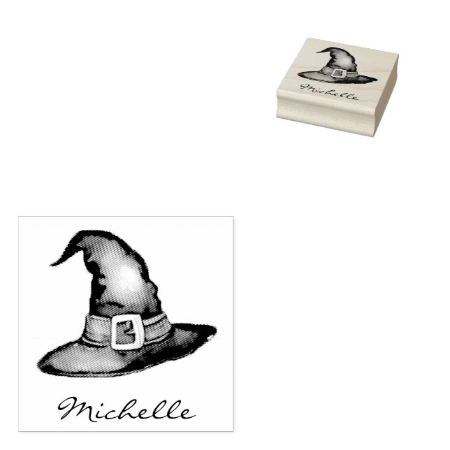 Trendy Personalisiert Name Hexenhut Halloween Gummistempel (Stempel)